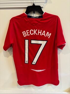 Rare Beckham England: Red #17 Jersey - Beckham 17 on back (vintage/original)